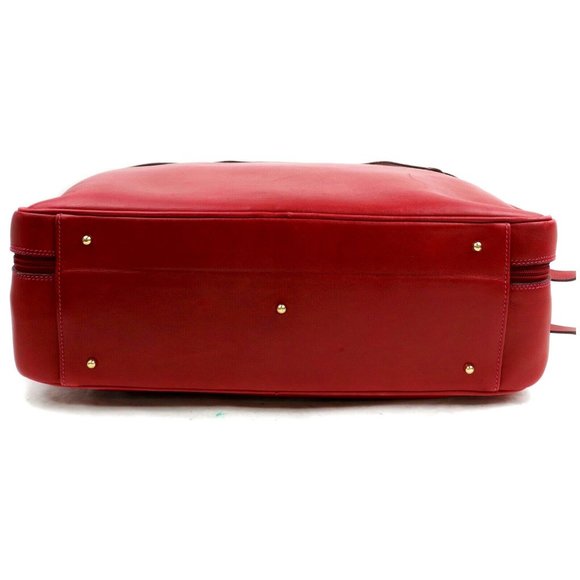 Auth Gucci Red Leather Travel Bag Rare #3886G38 - Picture 6 of 10
